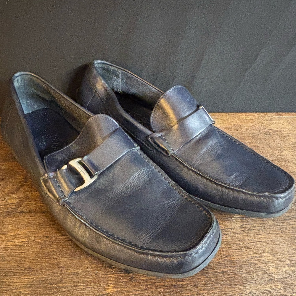 Salvatore Ferragamo Navy Men’s Leather Loafers Size 8.5